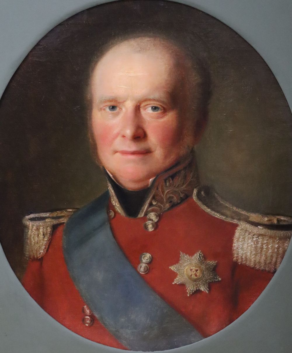 19th century Irish School, pair of oils on canvas, Portrait of the 4th Earl of Wicklow, William Howard (1788-1869) and the Countess of